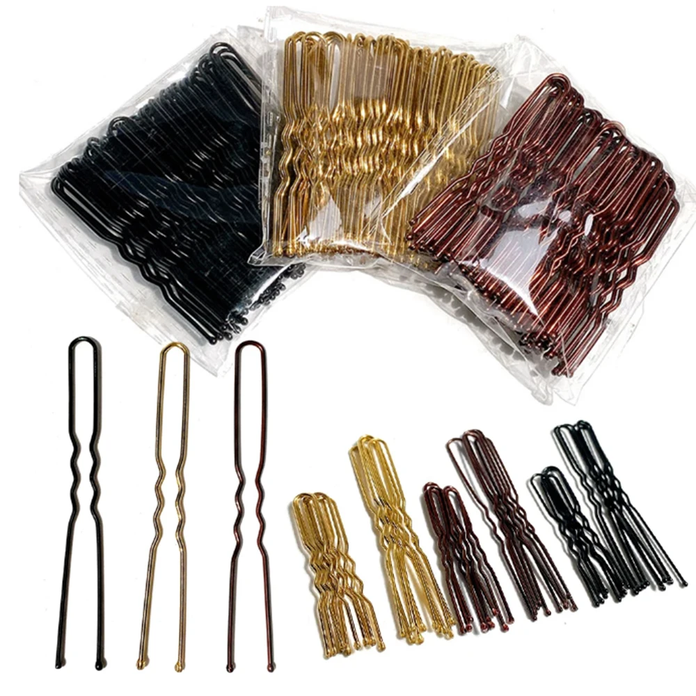 100/50pc 50/60mm Hair Pin And Clips U Shape For Headpiece Women Girls Hairpins Accessories Bride Wedding Head Jewelry Decoration