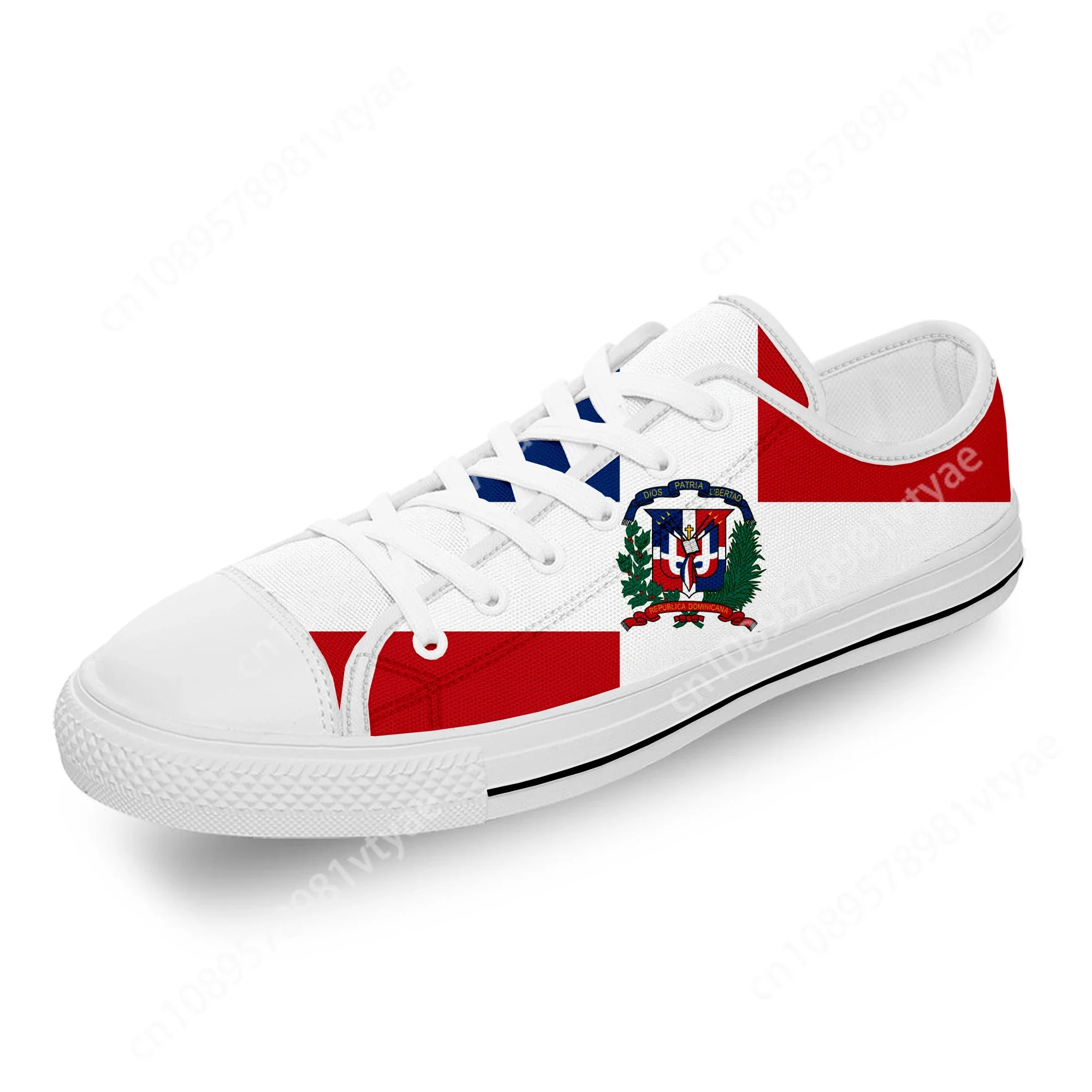 Dominican Republic Pride Flag Patriotic White Cloth 3D Print Low Top Canvas Shoes Men Women Lightweight Breathable Sneakers