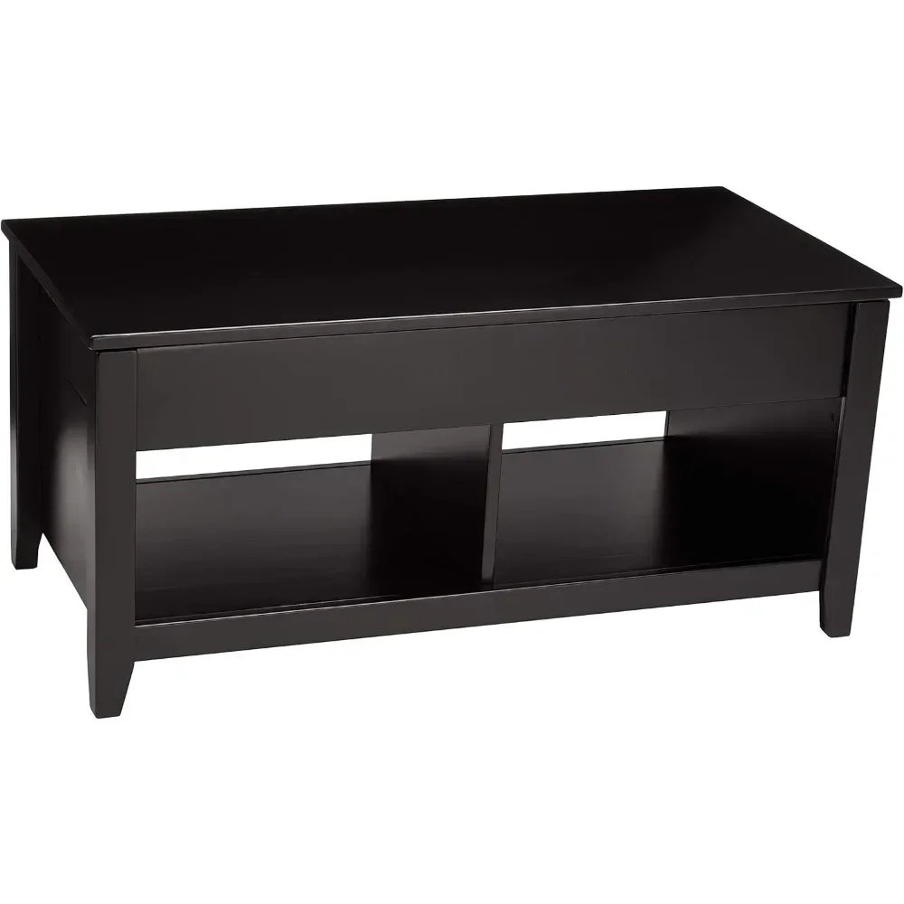 Elevating storage rectangular coffee table, black, 40 inches x 18 inches x 19 inches