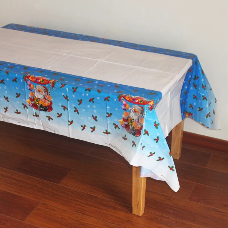 Disposable Plastic Table Clothes Table Cover Tablecloth Santa For Christmas Home Decoration 180*108cm