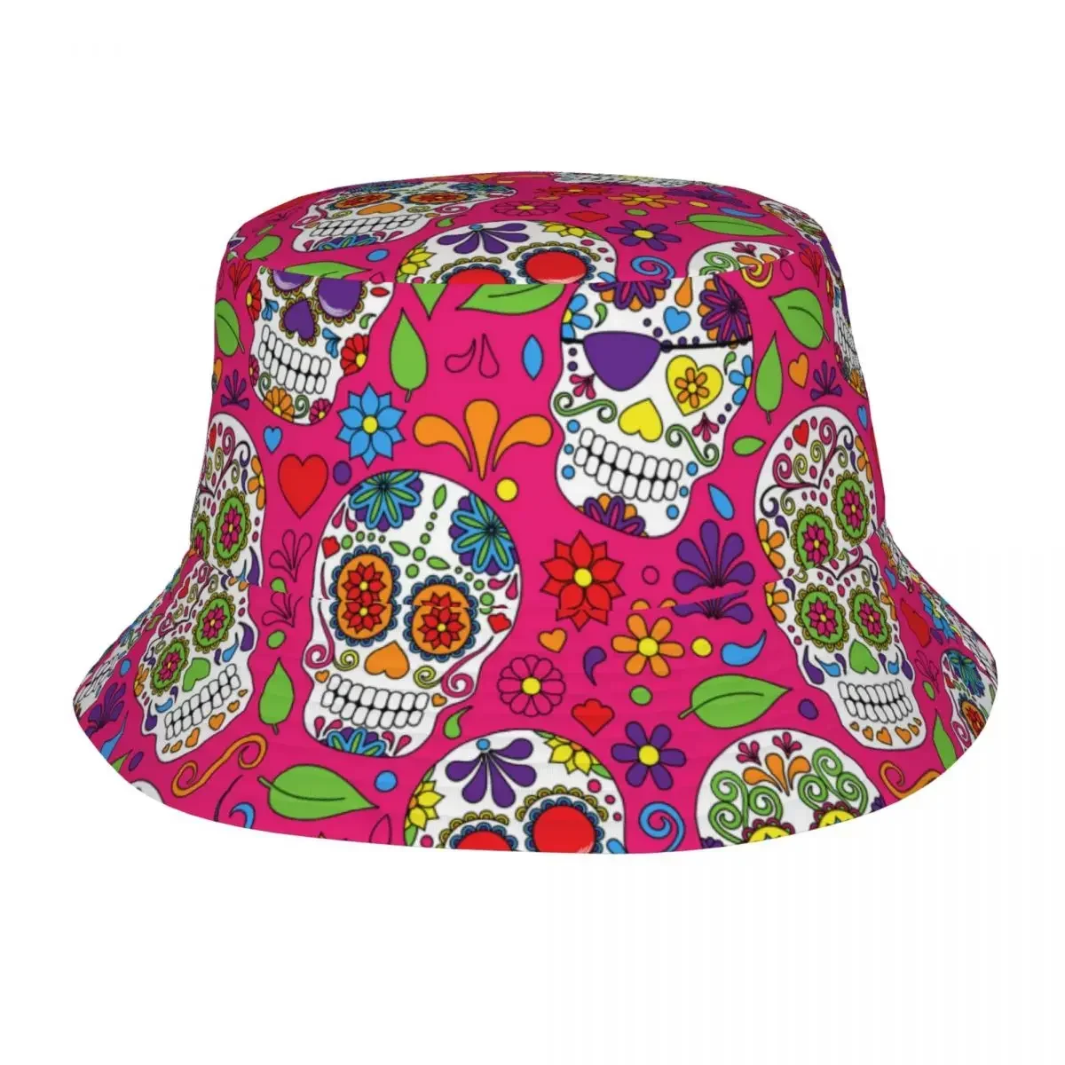 Gorra de pescador con calavera de azúcar del Día de los muertos, Gorras de Hip Hop, sombrero de cubo Unisex de verano para exteriores, playa, Camping, senderismo, Gorras de pesca