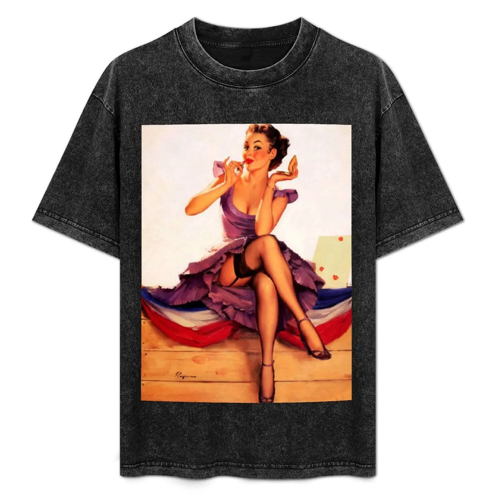 

Pin-Up Girl - Elvgren - Vintage T-Shirt Work Short Sleeve Cotton Top
