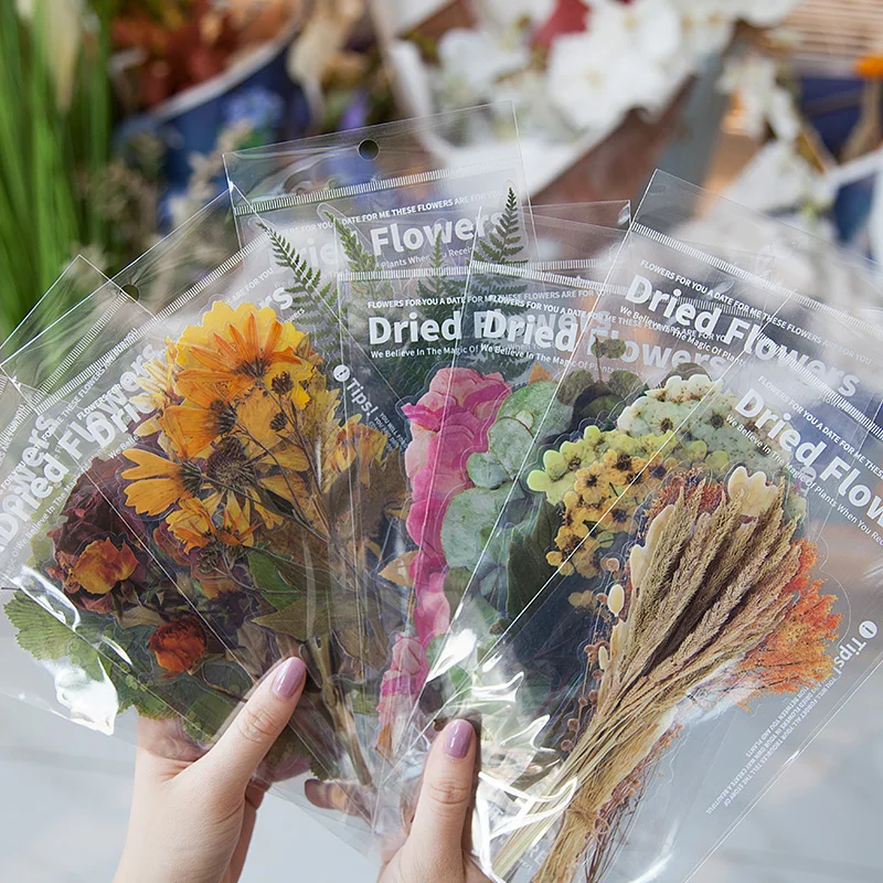 Transparent Waterproof Stickers Set Vintage Plants Flowers Collection Big Size Waterproof Stickers for Decoration Planners Scrap