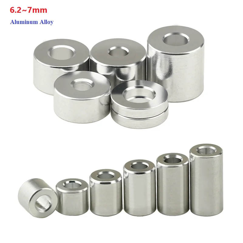 Aluminum Alloy Bushing Gasket 6.2/6.3/6.5/7mm Aluminum Flat Washer Gasket Round Hollow No Thread Standoff Spacer 5/10pcs
