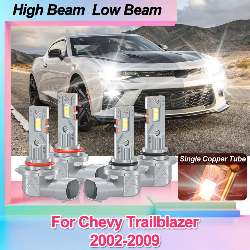 

Для Chevy Trailblazer 2002-2009 9005/HB3 9006/HB4 светодиодные лампы для фар комбинированный комплект дальнего и ближнего света 6000K чрезвычайно белый