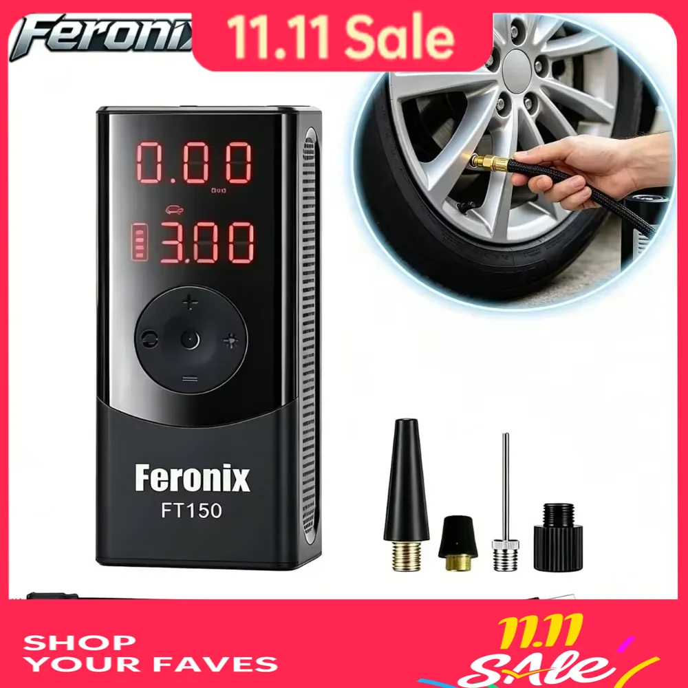 feronix-ft150-versione-aggiornata-pompa-ad-aria-per-auto-gonfiatore-portatile-per-pneumatici-compressore-d'aria-per-auto-con-manometro