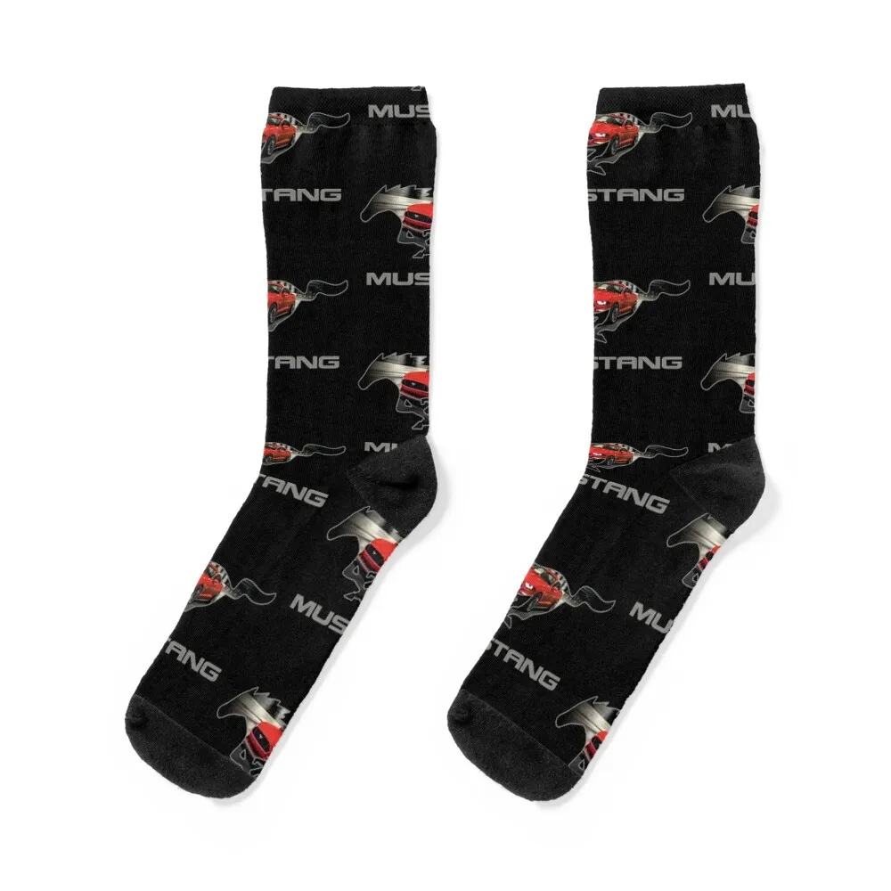 

Ford Mustang GT Logo Emblem Design (Red on Black) Socks professional running golf designer brand heated Socks Men's Women's