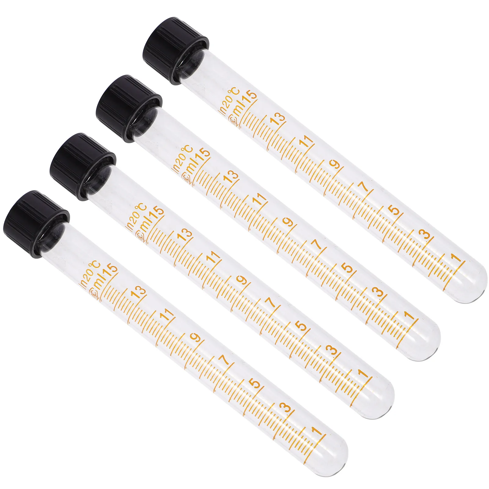 

Набор из 4 градуированных прозрачных стеклянных пробирок с крышками, термостойкие лабораторные центрифужные пробирки для химических и биологических экспериментов