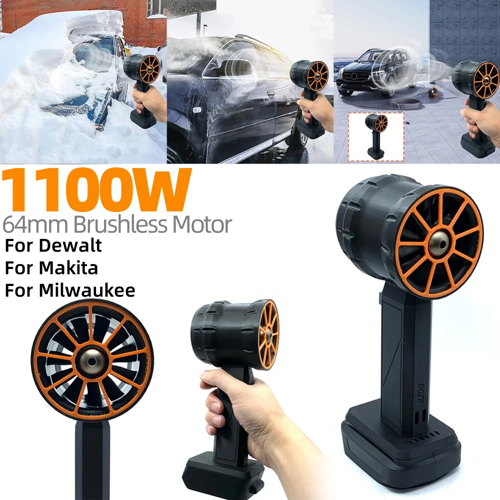 

1100W Car Violent Air Blower Powerful Handheld Turbo Jet Fan 64mm/50mm Brushless Motor High-Speed 2200/1000g Thrust Dust Blower