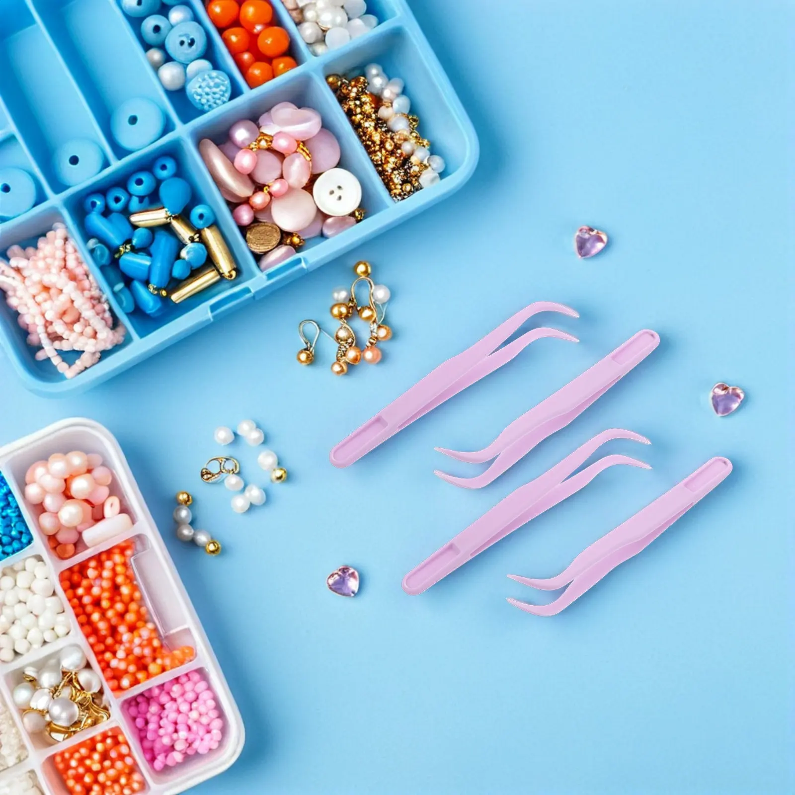 

50 шт. пинцетов с изогнутым кончиком, пластиковые пинцеты для бусин, инструменты для изготовления украшений, поделок, для детей и взрослых, для DIY проектов