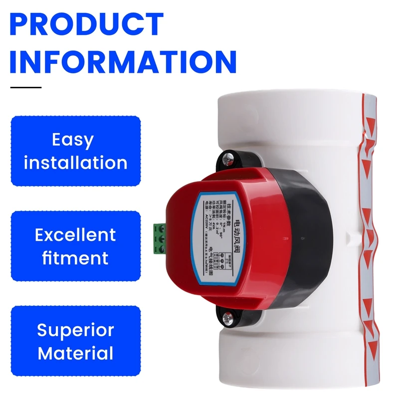 AT14 Plastic Motorized Damper PVC Check Valve Air Duct Volume Controller For Ventilation Pipe 220VAC