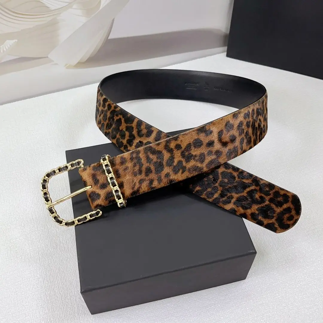 

Модный ремень с золотой пряжкой и леопардовым принтом для женщин, модный поясной ремень для платьев, джинсов, повседневной носки