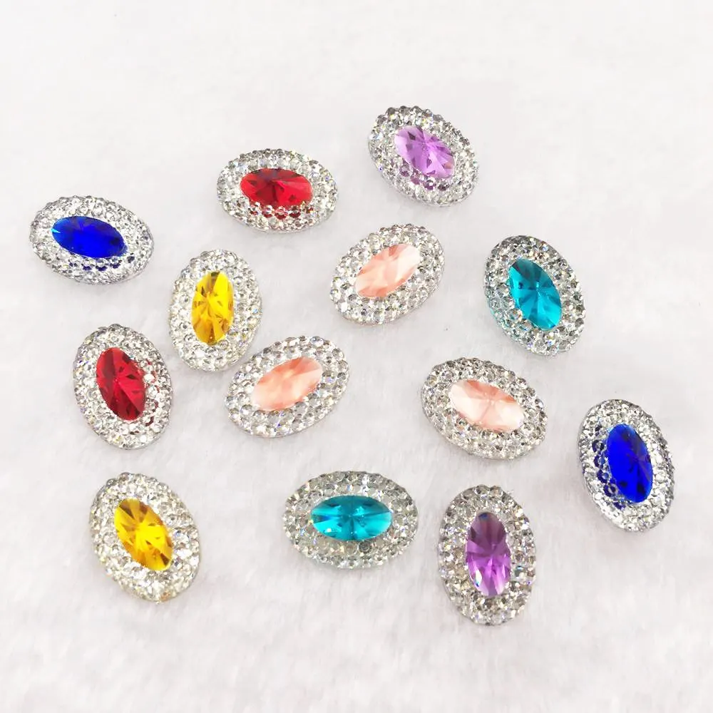 10x14 13x18 18x25 Shiny Resin Double Color Convex Crystal Oval Gems Flatback Rhinestone Scrapbook Wedding Applique DIY Decor