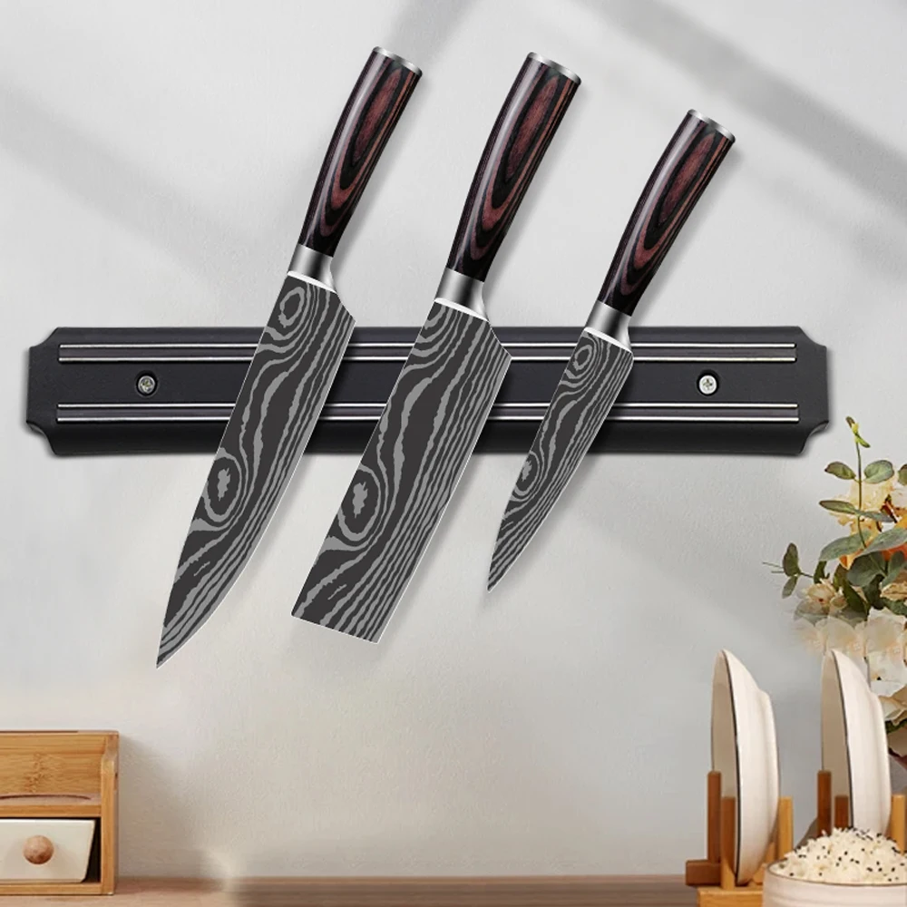 Multipurpose Magnetic Knife Rack Strip Household Kitchen Tools Space-Saving Wall Mounted Magnet Knives Holder With Rack