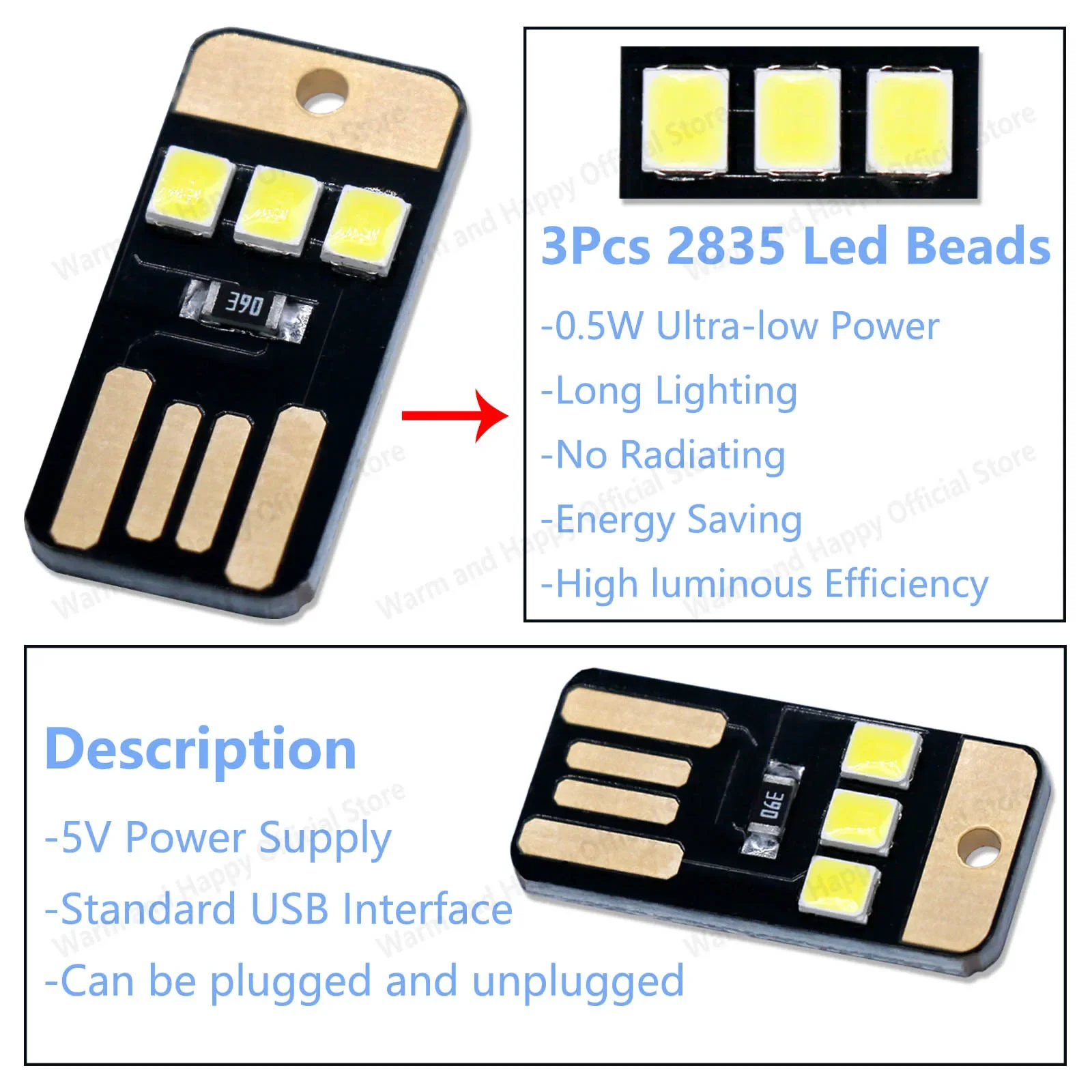 10pcs Mini Ultra Bright USB LED Lights for Keyboard Laptop Mobile Low Power Consumption Night Light Camping Chip Power