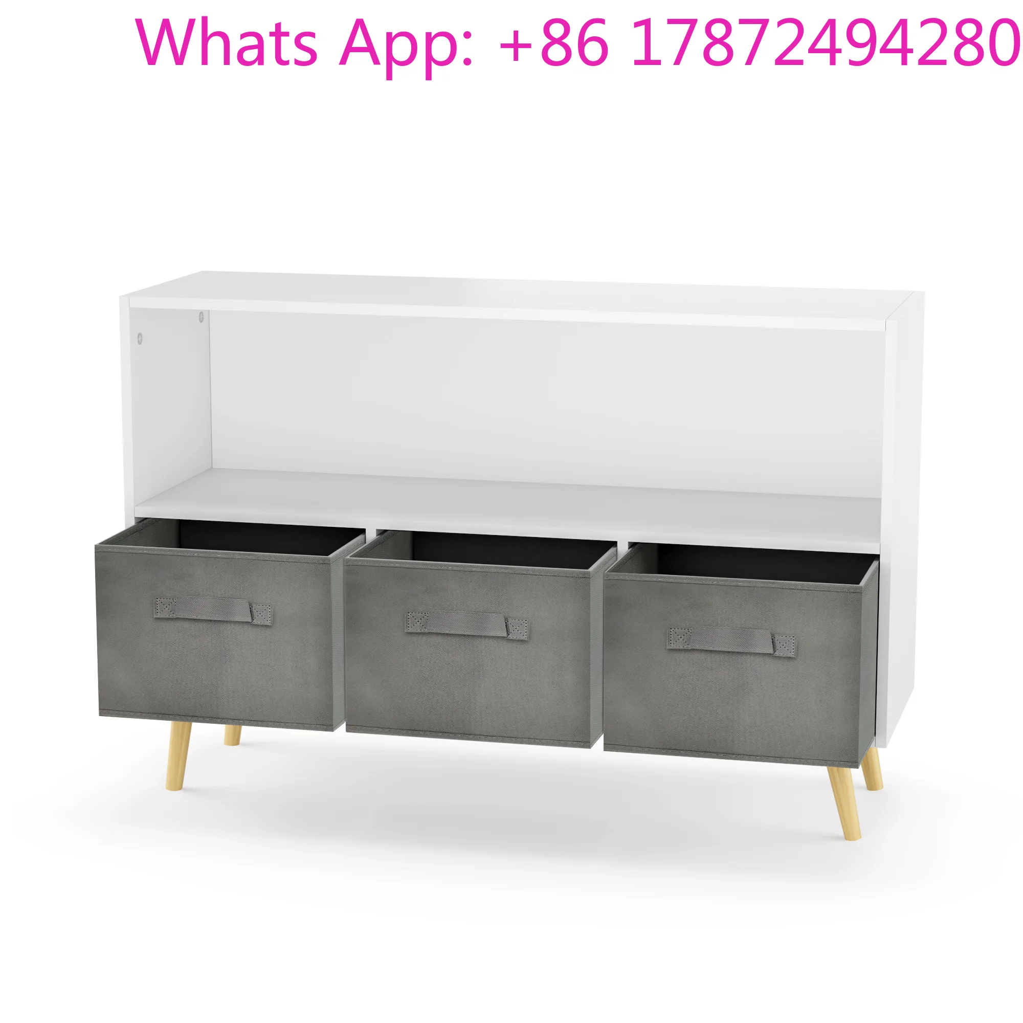

bookcase with Collapsible Fabric Drawers, Children's Book Display, Toy Storage Cabinet Organizer