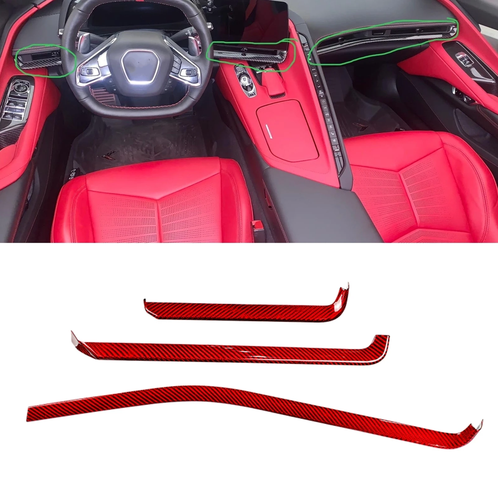 Interior Center Console Dashboard Panel Trim Sticker For Chevrolet Corvette C8 Z51 Z06 Z07 Stingray 2020-2025