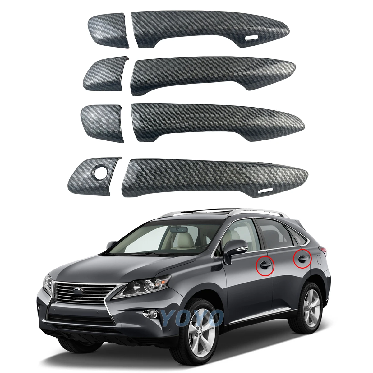 

For LEXUS RX270 RX350 RX450H 2009 2010 2012 2013 2014 2015 High Quality Door Handle Cover Plastic Black Carbon Car Accessories