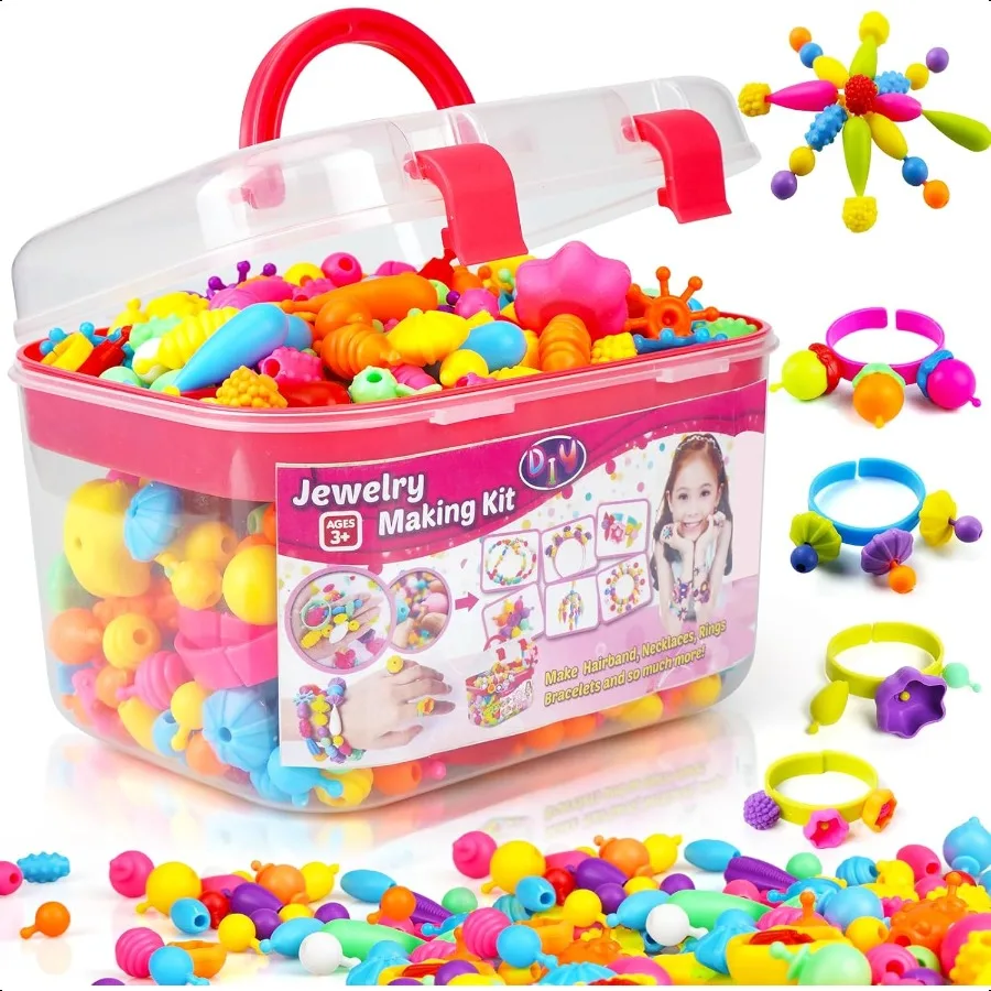 

520+ Snap Pop Beads Jewelry Making Kit for Arts and Crafts for Ages 48 Toys for 3 4 5 6 Years Old Girls Birthday Gifts Ideas Br