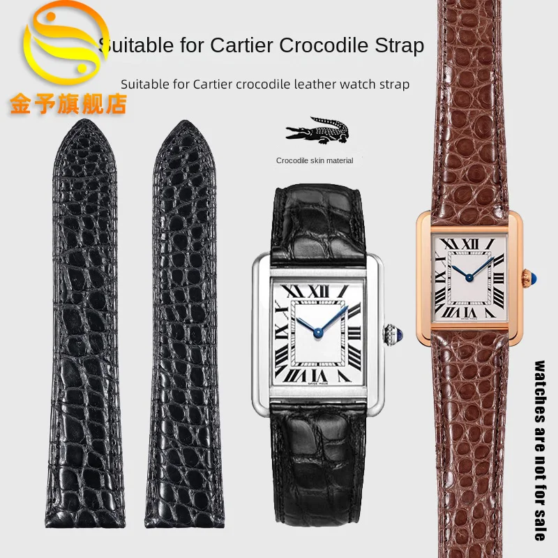 

16 18 20 22 24 мм ремешок из кожи аллигатора для Cartier Solo Tank London натуральная кожа черный коричневый ремешок для часов для мужчин и женщин