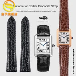 16 18 20 22 24 mm alligator lederen band voor Cartier Solo Tank London lederen zwart bruin horlogeband voor mannen en vrouwen