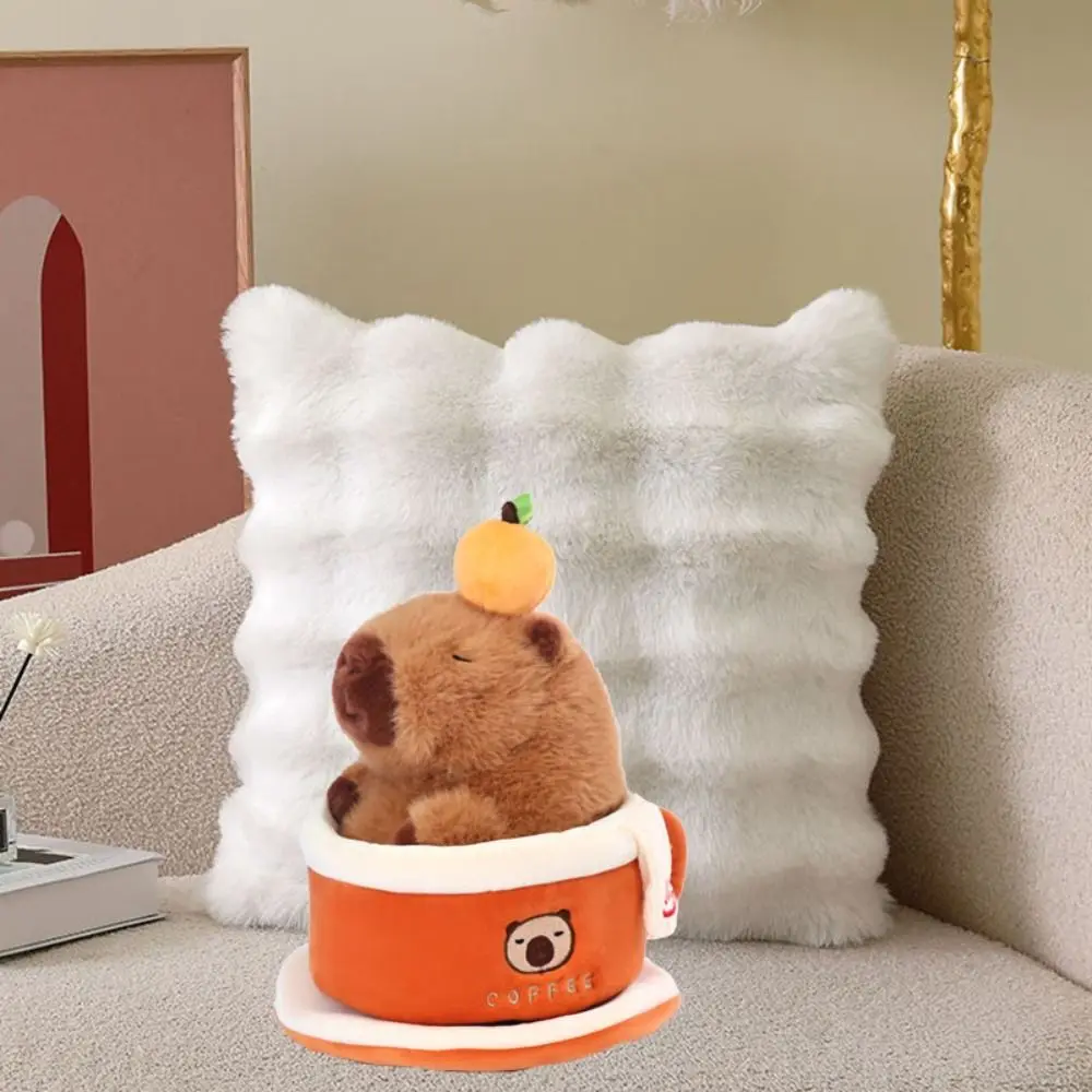 

Simulation Capybara Plush Toy Soft Fluffy Plush Animal Kapibala Doll Coffee Cup Comfortable Capybara Plush Stuffed Toy