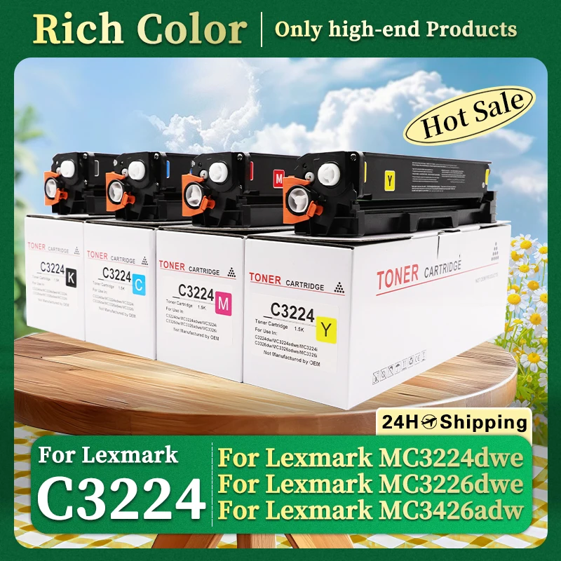 Con Chip 1,5 K C3224 C3220K0 cartucho de tóner para impresora Lexmark C3224 MC3224 C3326 MC3326 C3426 MC3426 MC3224i MC3326i NA EUR