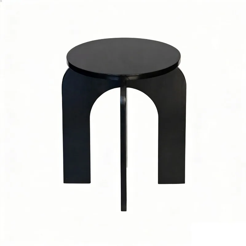 Hollow coffee table, retro round walnut corner bedside table by the living room