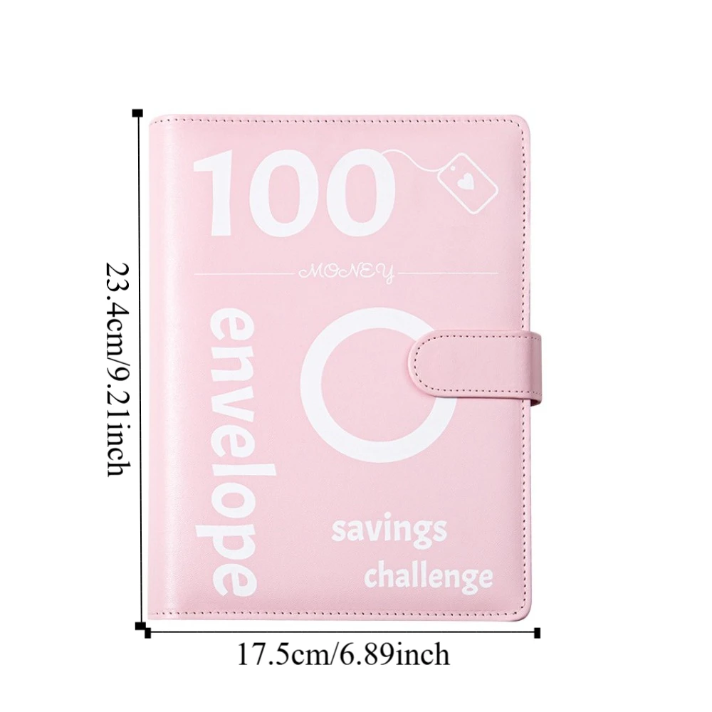 Send Stickers 100Envelope Challenge Binder PU Leather Stainless Steel Ring Savings Challenges Book 100Days Reusable