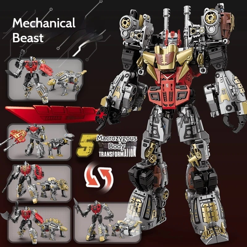 

Alloy Dinosaur Warrior Deformation Toy Model Assembling Robot Mechanical Beast Five-In-One Tyrannosaurus Rex Boy Gift