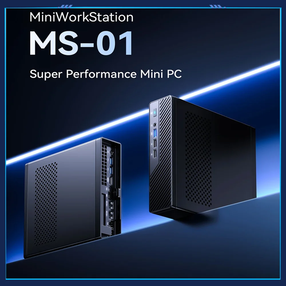 MS-01Workstation 게이밍 미니 PC 데스크탑 컴퓨터, 인텔 i9 13900H 12900H, 2x10G SFP + 2x2.5G LAN, 2xDDR5 3xNVMe 2xUSB4 PCIEx16