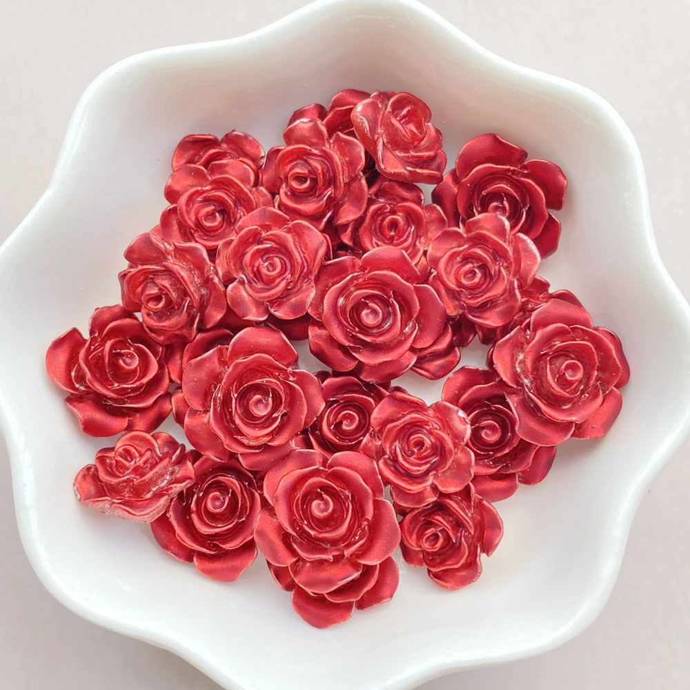 50 قطع لطيف الكرتون البسيطة الورود الحمراء مسمار الفن الراتنج مصمم سحر DIY الحرفية لمسمار 3D زينة المجوهرات #6