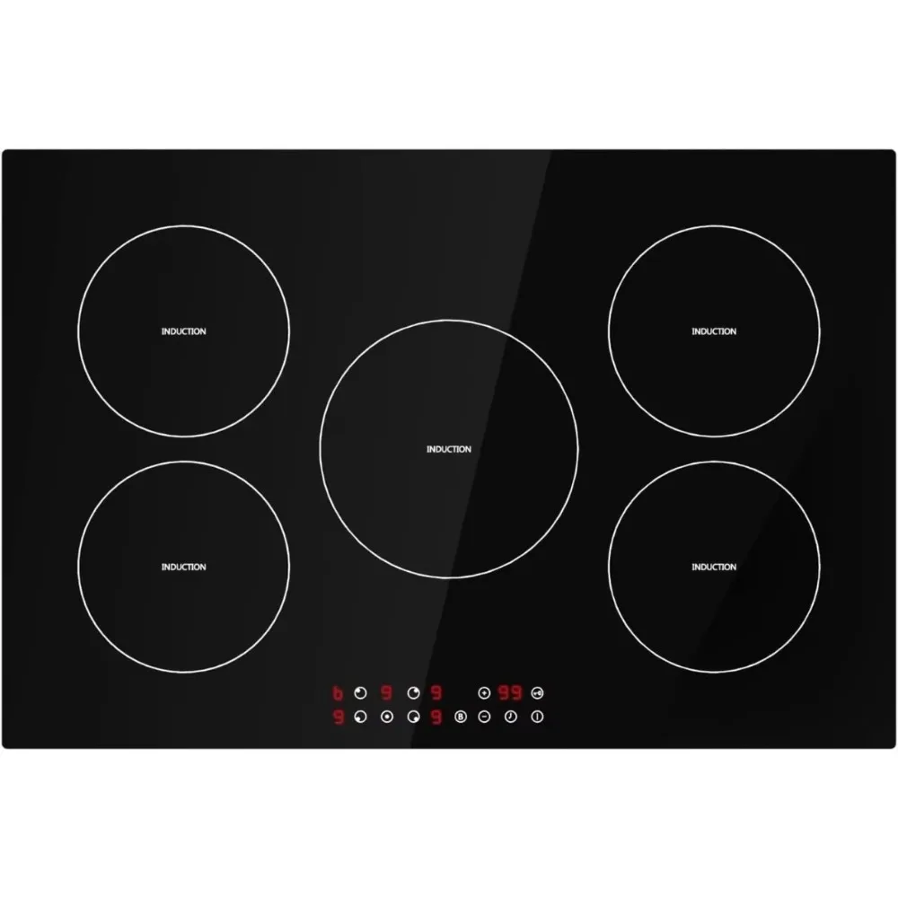 30 Inch 5 Burner Induction Cooktop,5 Burners Built-in Induction Cooktop,Induction Stove Top - 9 Heating Level,Child Safety Lock