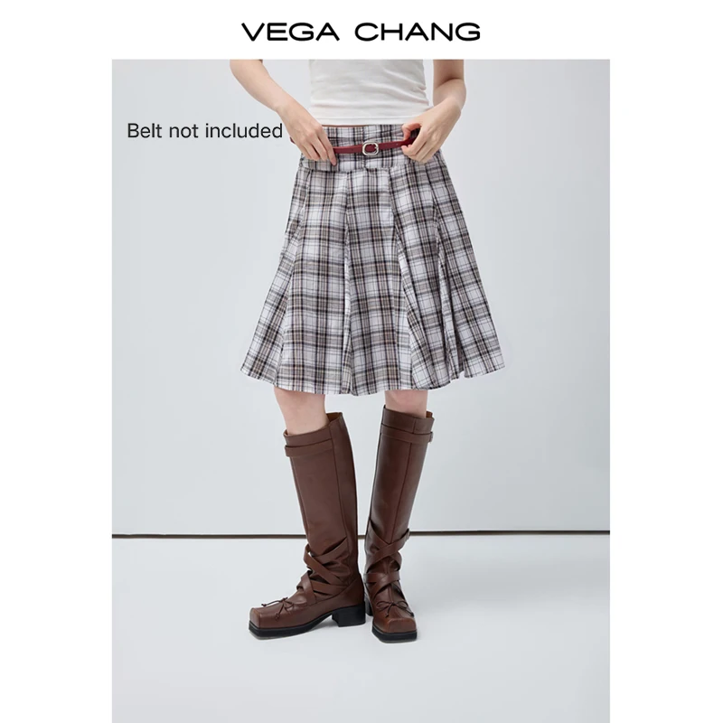 

Новая женская юбка Vega Chang для весны и осени с высокой талией, в клетку, из хлопка, с эффектом пэчворк