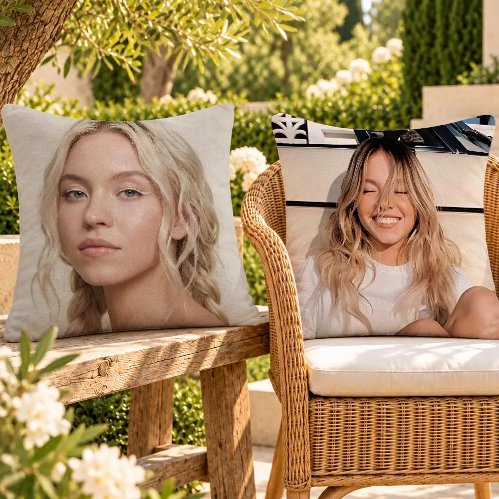 Actor Drama Sydney Sweeney Cushion Cover Soft Plush Throw Pillow Cover Washable Sofa Bed Patio Chair Home Decor