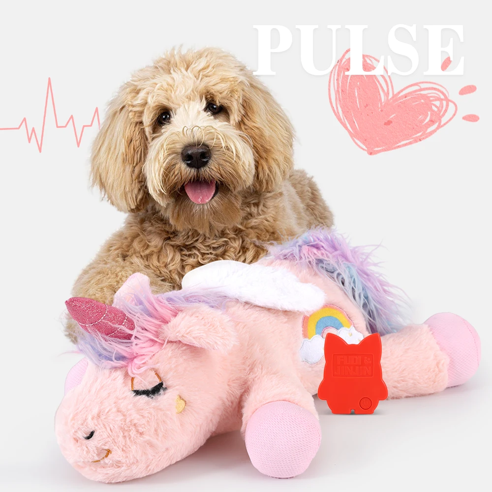 Welpen-Weihnachtsgeschenk Einhorn-Plüsch-Hundespielzeug mit Herzschlaggeräusch Welpen-Beruhigungsspielzeug Einschlafhilfe Stressabbau-Tool Langlebig