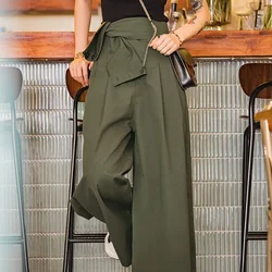 Maden Retro High Waist Loose Wide Leg Pants Straight Casual Overalls Women Drape Thin Trousers Basic Solid Color Cargo Pants