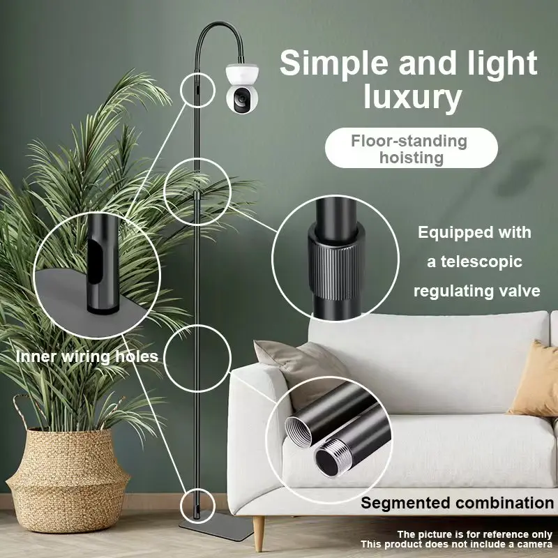 Home floor-standing retractable camera stand, adjustable angle monitoring base, 1/4 interface, suitable for Xiaomi and Hikvision