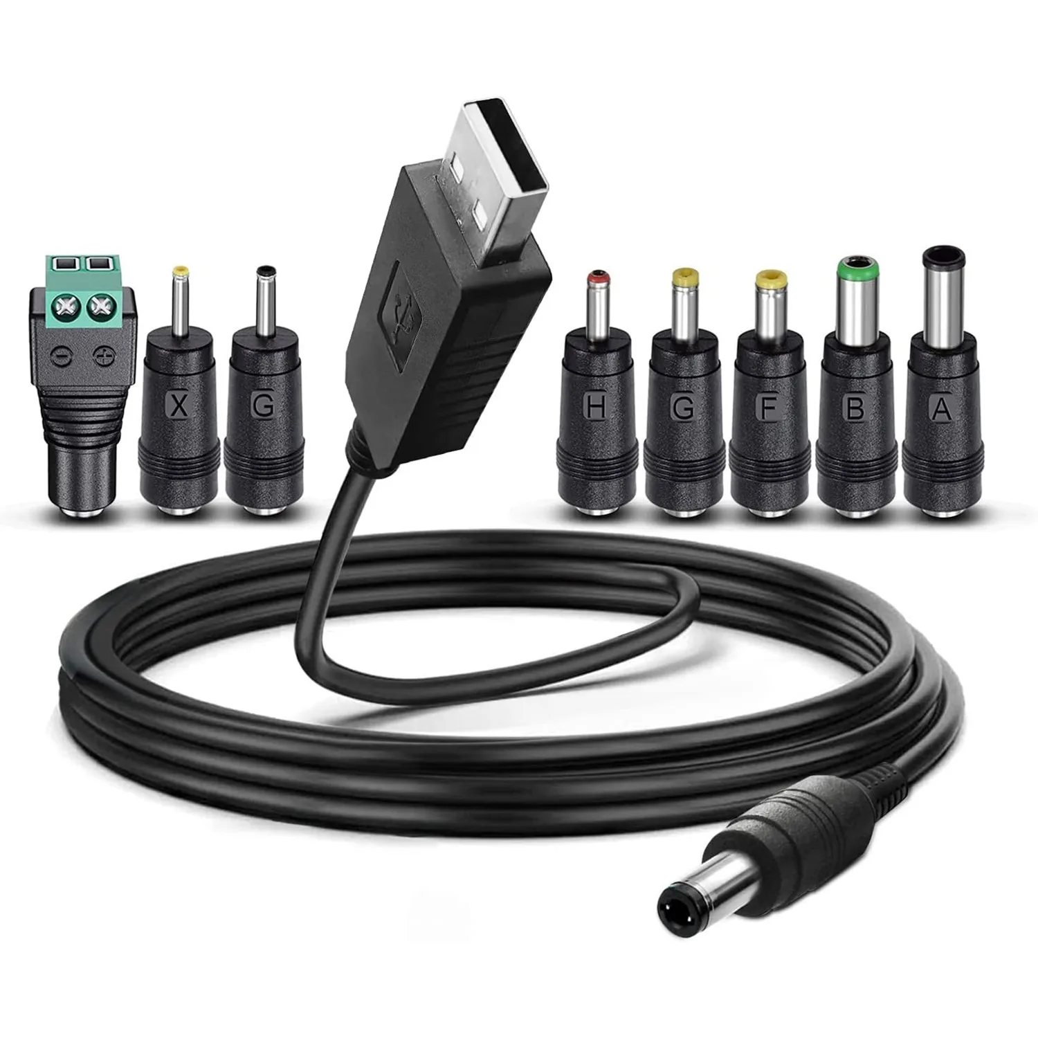 Convertidor de Cable de alimentación USB 5V a DC 12V 1A 1.5A 2A para Alexa Dot 3rd 4th Gen 5th Gen 2022, edición para niños/H23K37/C78MP8 Charge