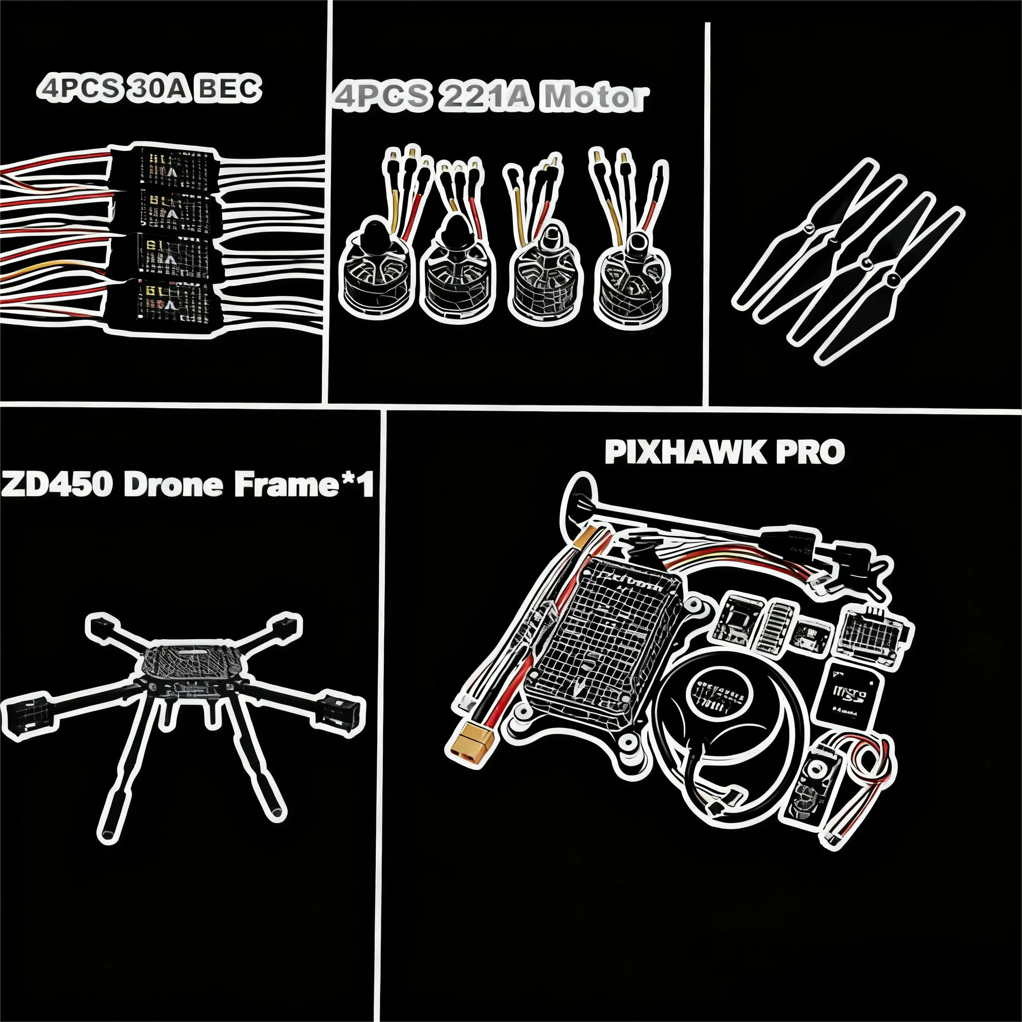 

Happy PIXHAWK PRO Flight Control Carbon Fiber 450 Frame Kit Ardupilot 100MW BLHELI 30A ESC 2212 Motor Radio Telemetry Quadcopter