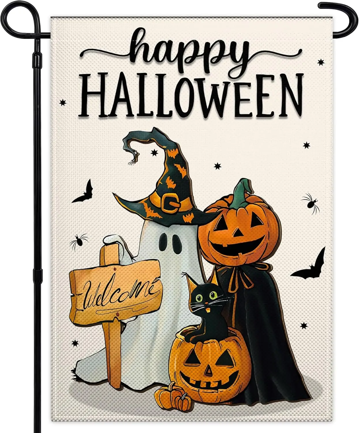 Happy Halloween Garden Flag 12x18 Double Sided Jack O Lantern Bat Garden Flag 3Ply Fabric Halloween Pumpkin Garden Flags f