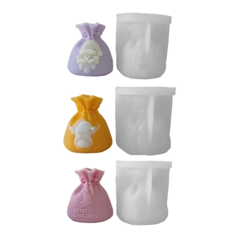 

DIY Small Christmas Gift Bag Silicone Mold Handmade Aroma Candle Desktop Decoration Ornament Gypsum Epoxy Resin Casting Mould