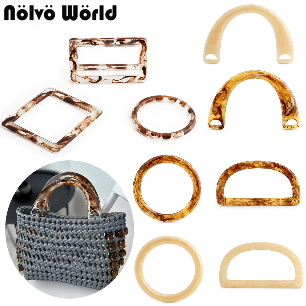 2/10/20PCS Coffee,Amber,Pearl Color D Shape Wallet Resin Handle O Ring For DIY Crochet Bag Handbag Round Purse Frame Accessories