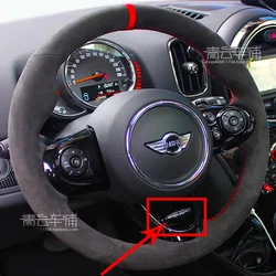 Hand-stitched Super-fine Black Suede DIY Steering Wheel Cover Suitable for Mini Cooper S JCW F56 F60 F55 F54 F57