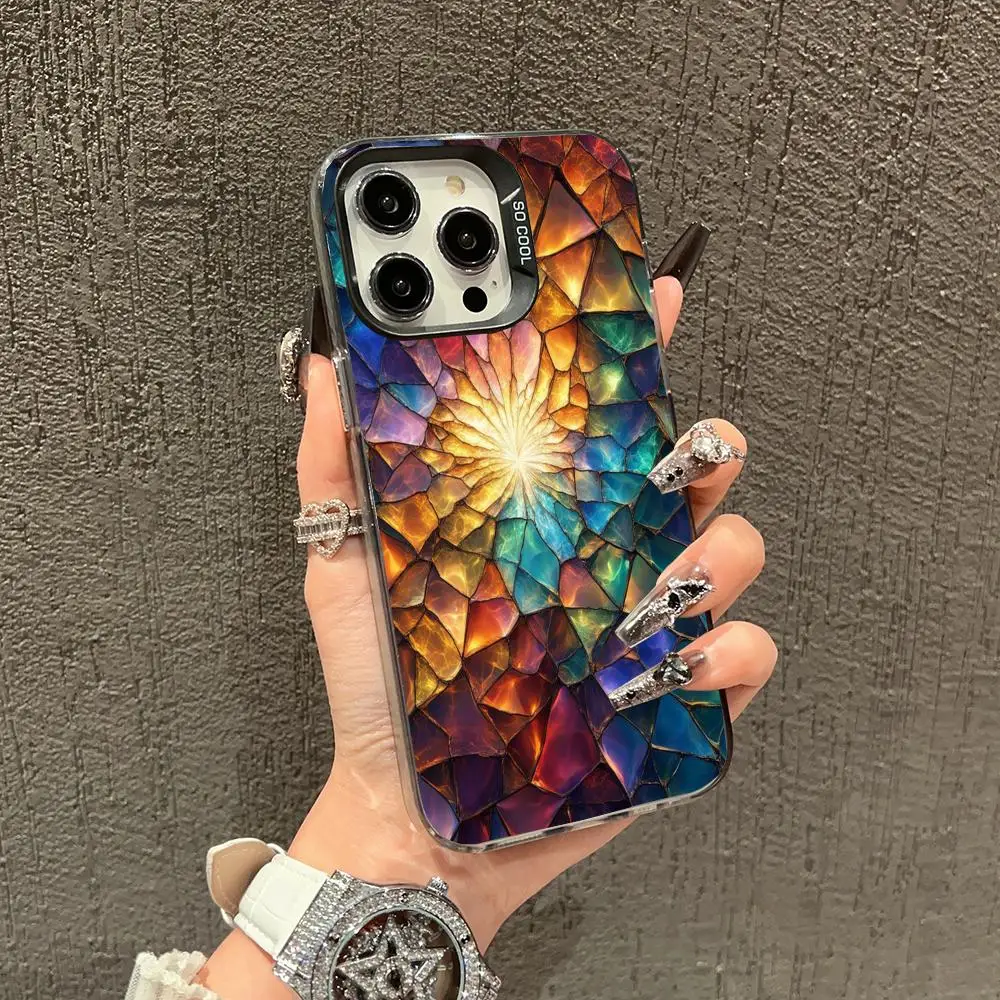 

Irregular color splicing case for iPhone 16 15 14 13 12 11 Pro/ Max/Plus shock-proof rear cover anti-fingerprint