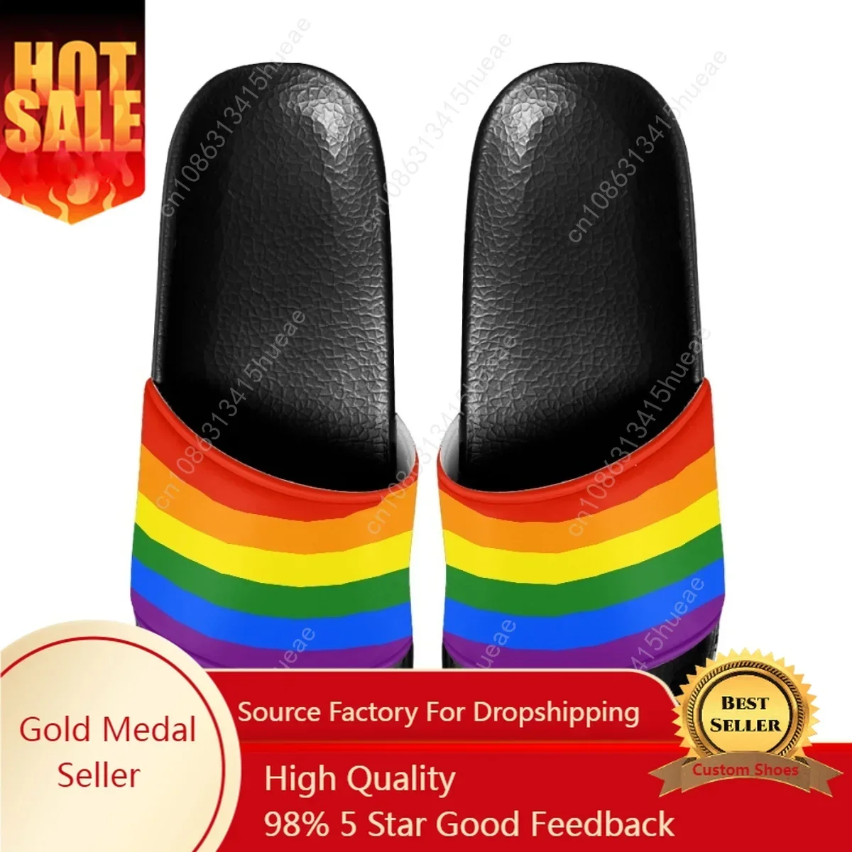 

Summer Girls Comfy Slippers Rainbow Flag Design Anti-Slip Leisure Sandals For Female Fashion Lightweigh Women Bathroom Slippers