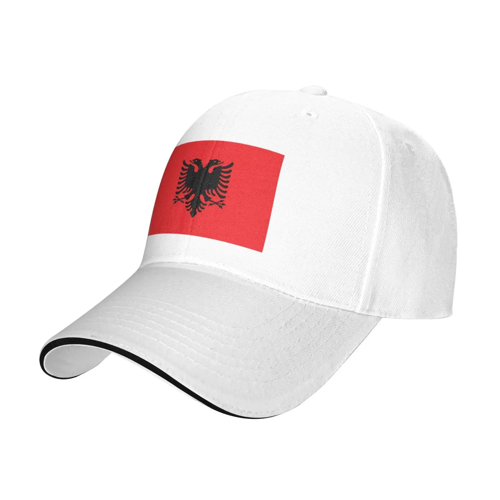 

Flag of Albania Baseball Cap Men Women - Duck Tongue Classic Sandwich Hat Plain White