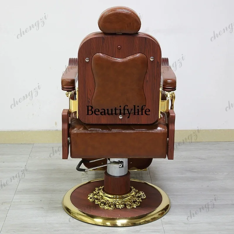 k182  European American Men's Barber Chair Shaving Hairdressing Retro Large Barber Chair Cutting Stool Salon