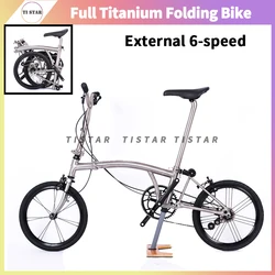 Titanium Folding Bike for Brompton, External 6-Speed V Brake, Full Ti Frame, Ultra Light Bicycle, Like T Line, CHPT3