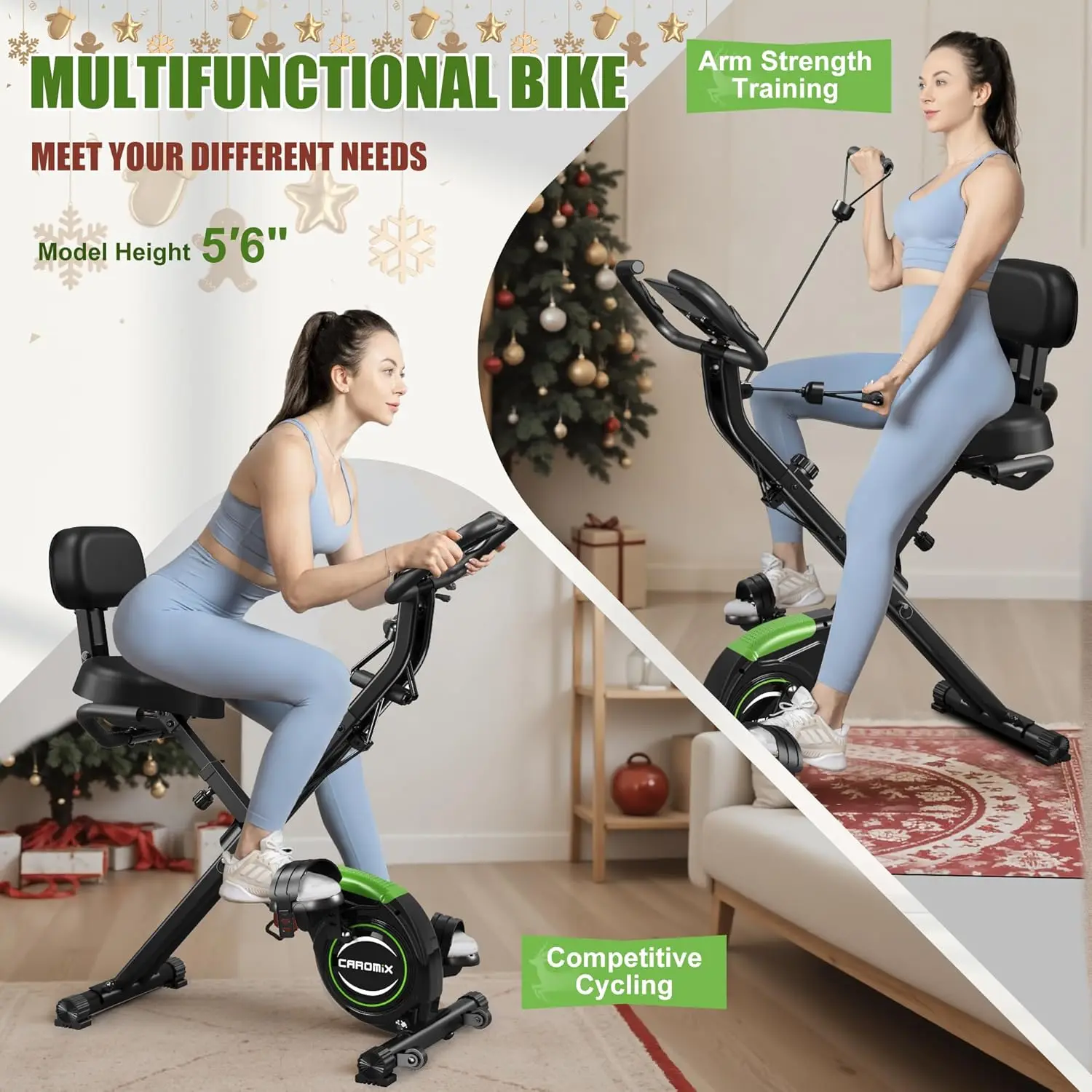 Vélo d'exercice magnétique pliable, 4 en 1, vélo stationnaire, vélo vertical d'intérieur, entraînement à domicile, capacité de 330lb